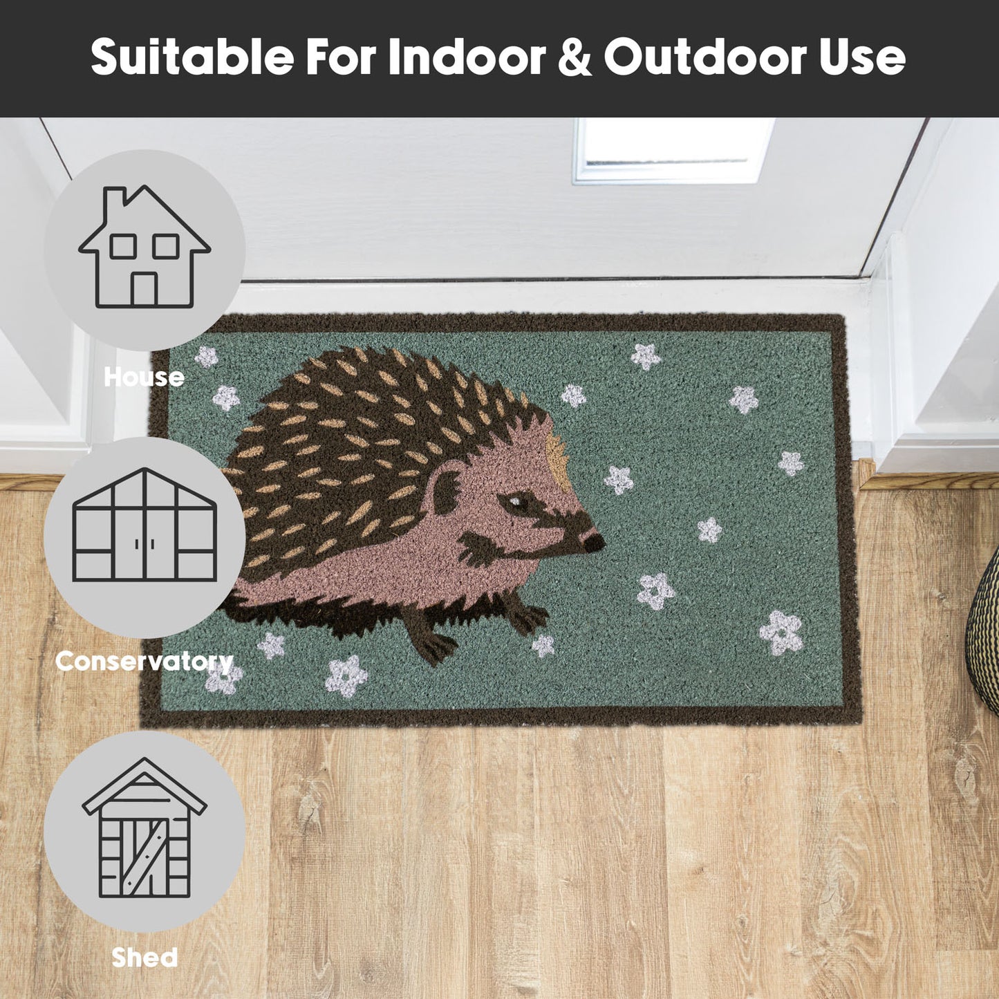 Hedgehog Eco-Friendly Latex Backed Coir Entrance Doormat