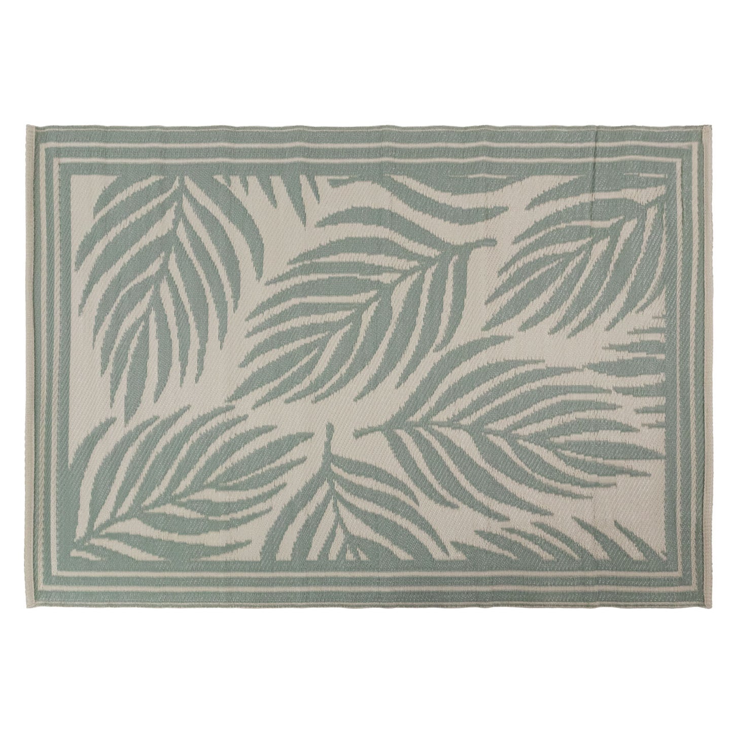 Lightweight Reversible Green Small Leaf Pattern Outdoor Rug