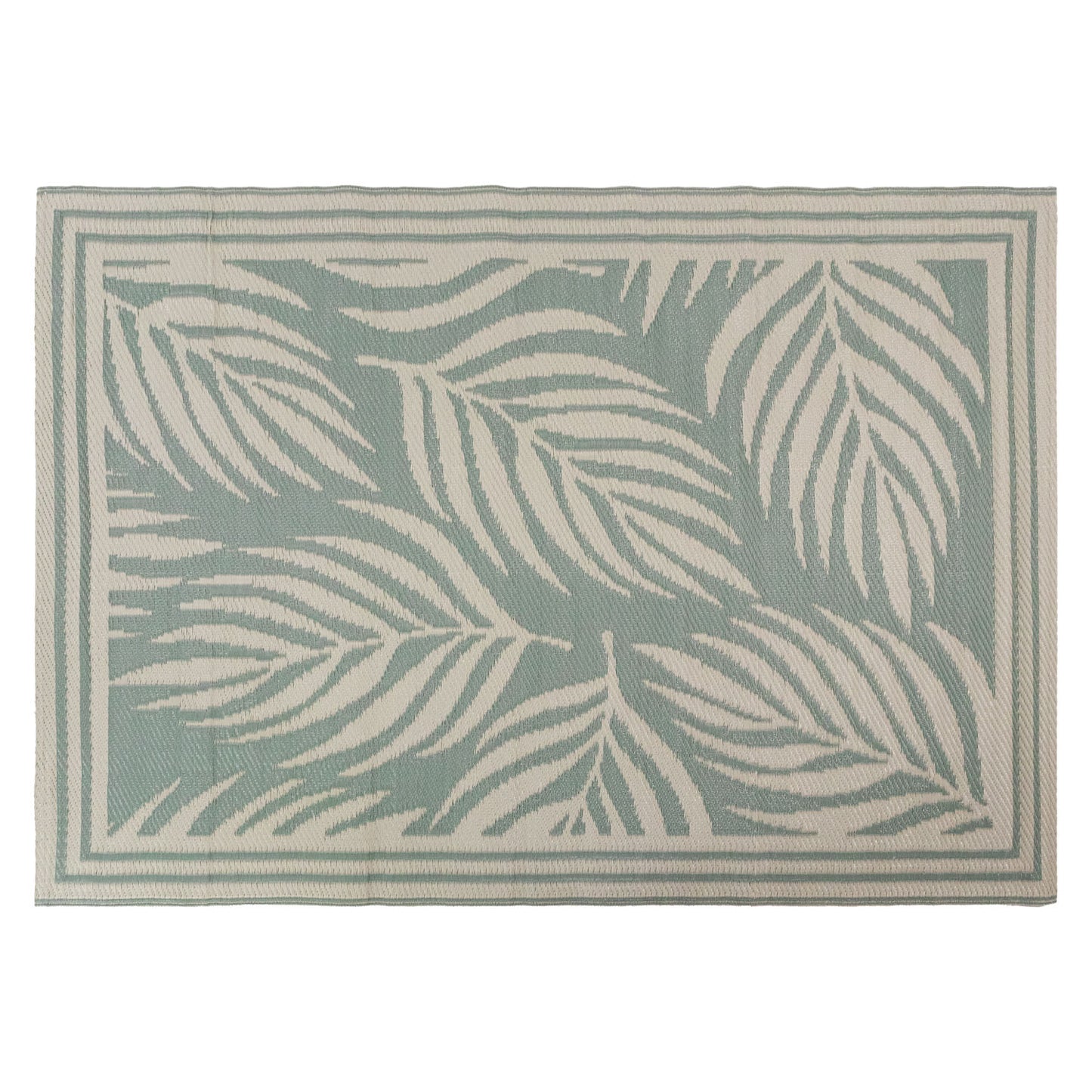 Lightweight Reversible Green Small Leaf Pattern Outdoor Rug