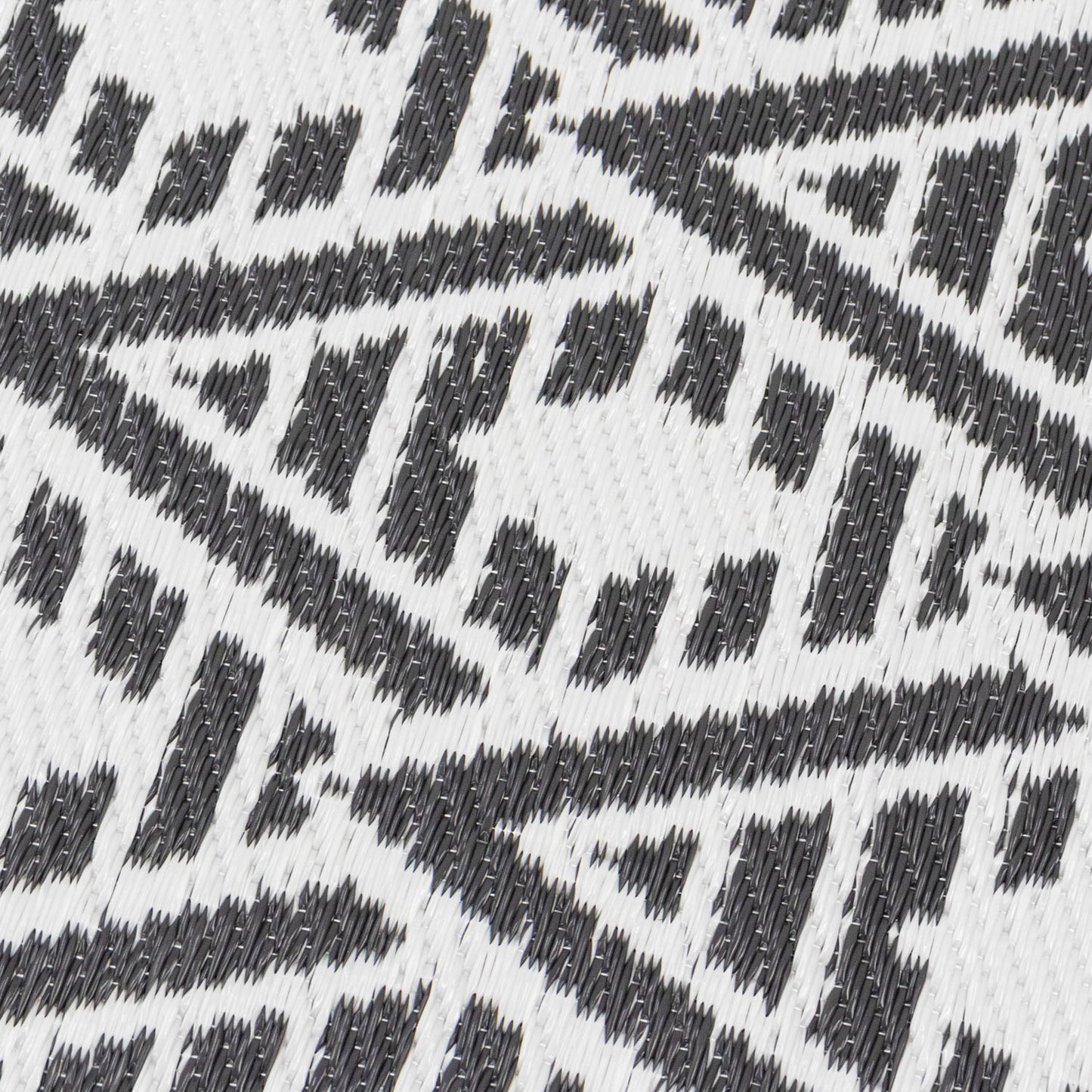 Lightweight Reversible Large Black White Geometric Pattern Outdoor Rug