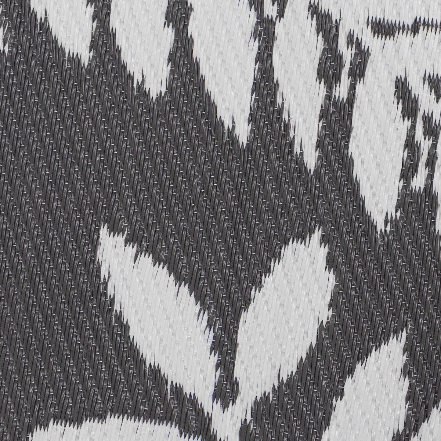 Lightweight Reversible Large Grey Leaf Pattern Outdoor Rug