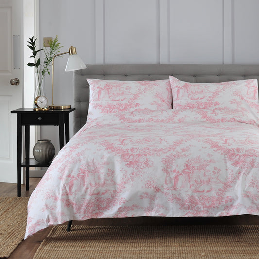 The Lyndon Company Toile Pink Printed Cotton Duvet Cover