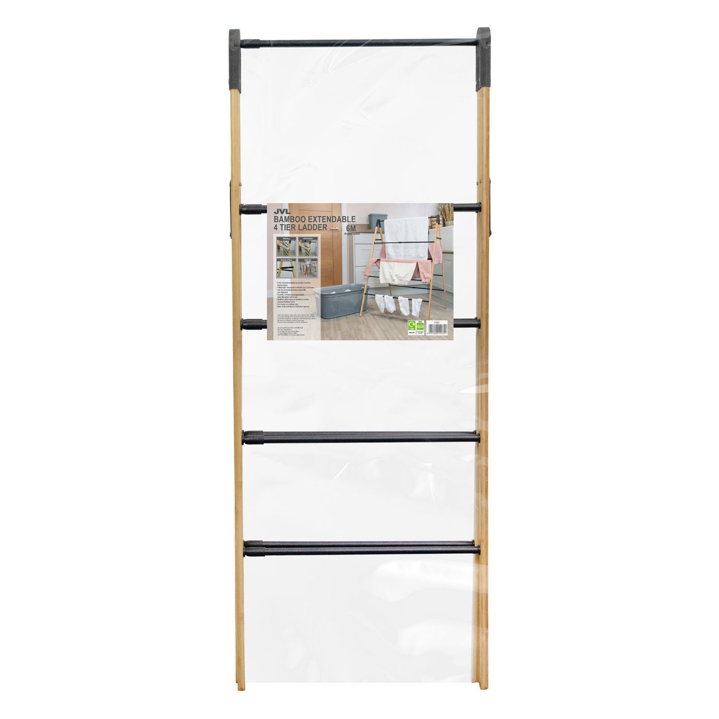 Bamboo Extendable 4 Tier Clothes Ladder