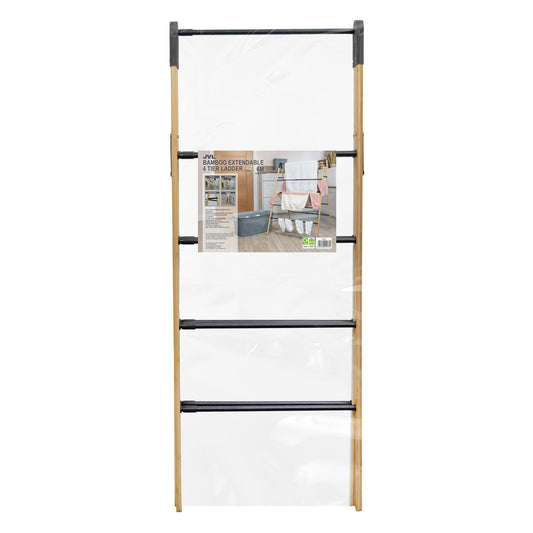 Bamboo Extendable 4 Tier Clothes Ladder