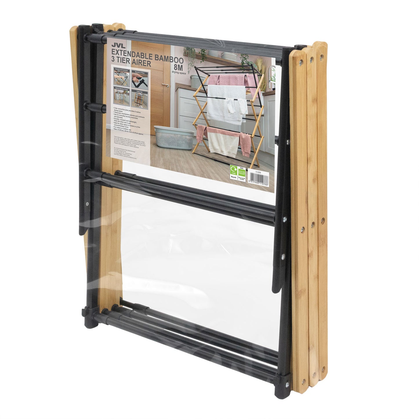 Bamboo Extendable 3 Tier Concertina Clothes Airer
