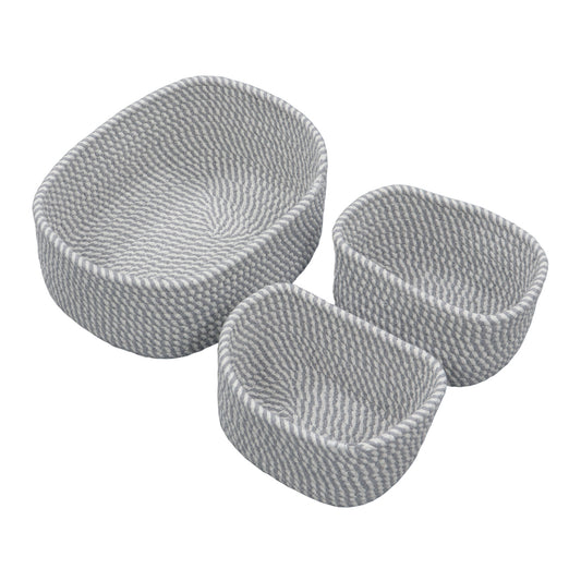Edison Grey Set of 3 Rectangular Cotton Rope Storage Baskets