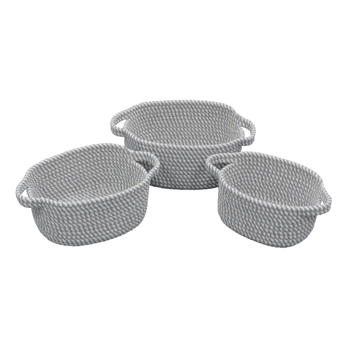 Edison Grey Set of 3 Oval Cotton Rope Storage Baskets