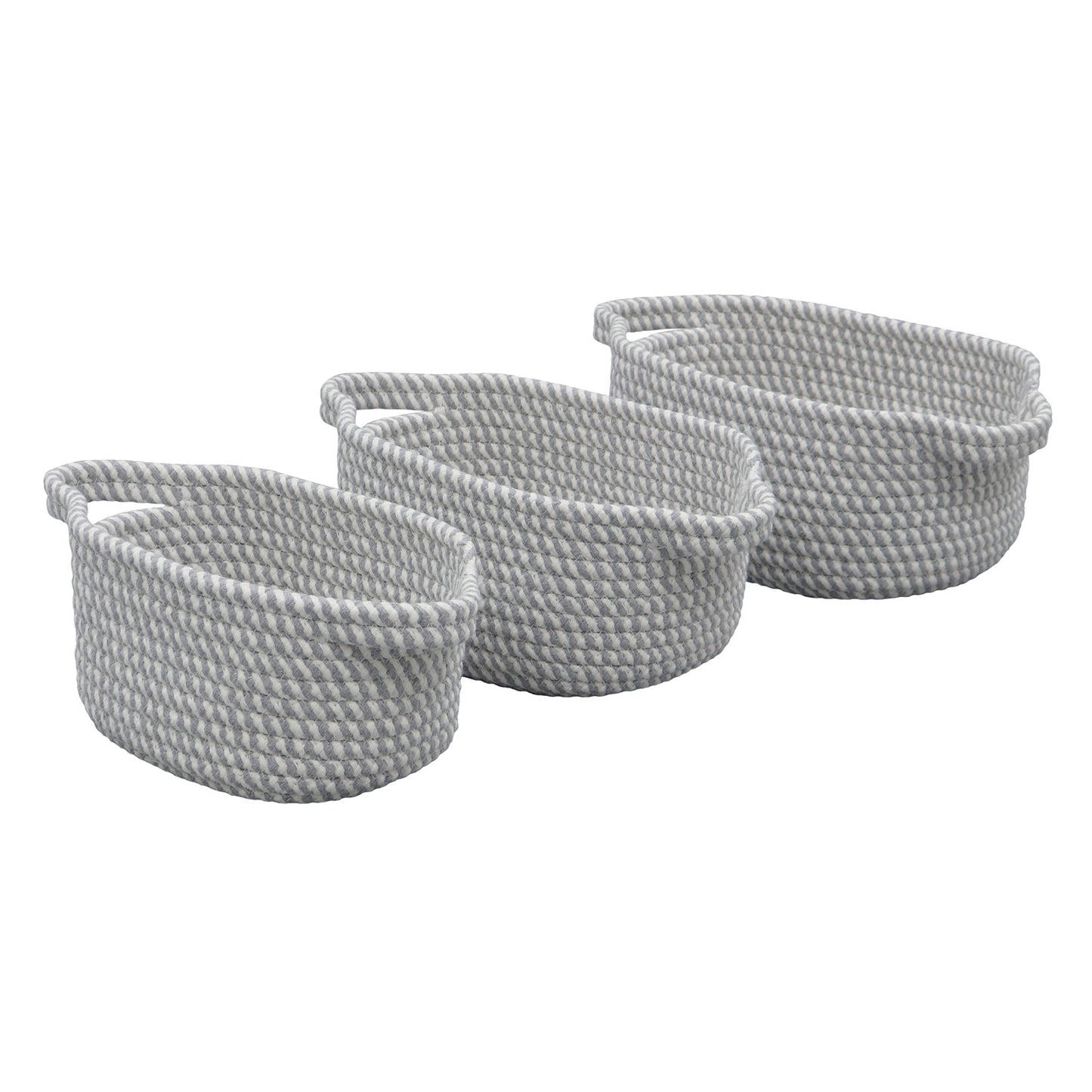 Edison Grey Set of 3 Oval Cotton Rope Storage Baskets