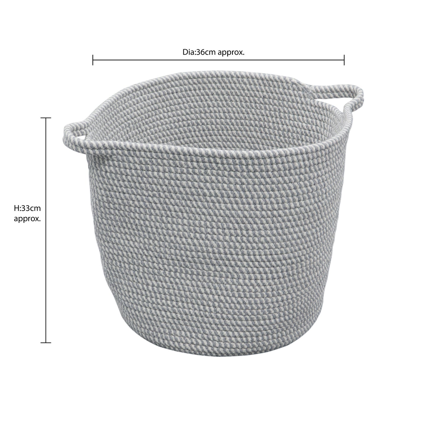 Edison Grey Round Cotton Rope Storage Basket With Handles