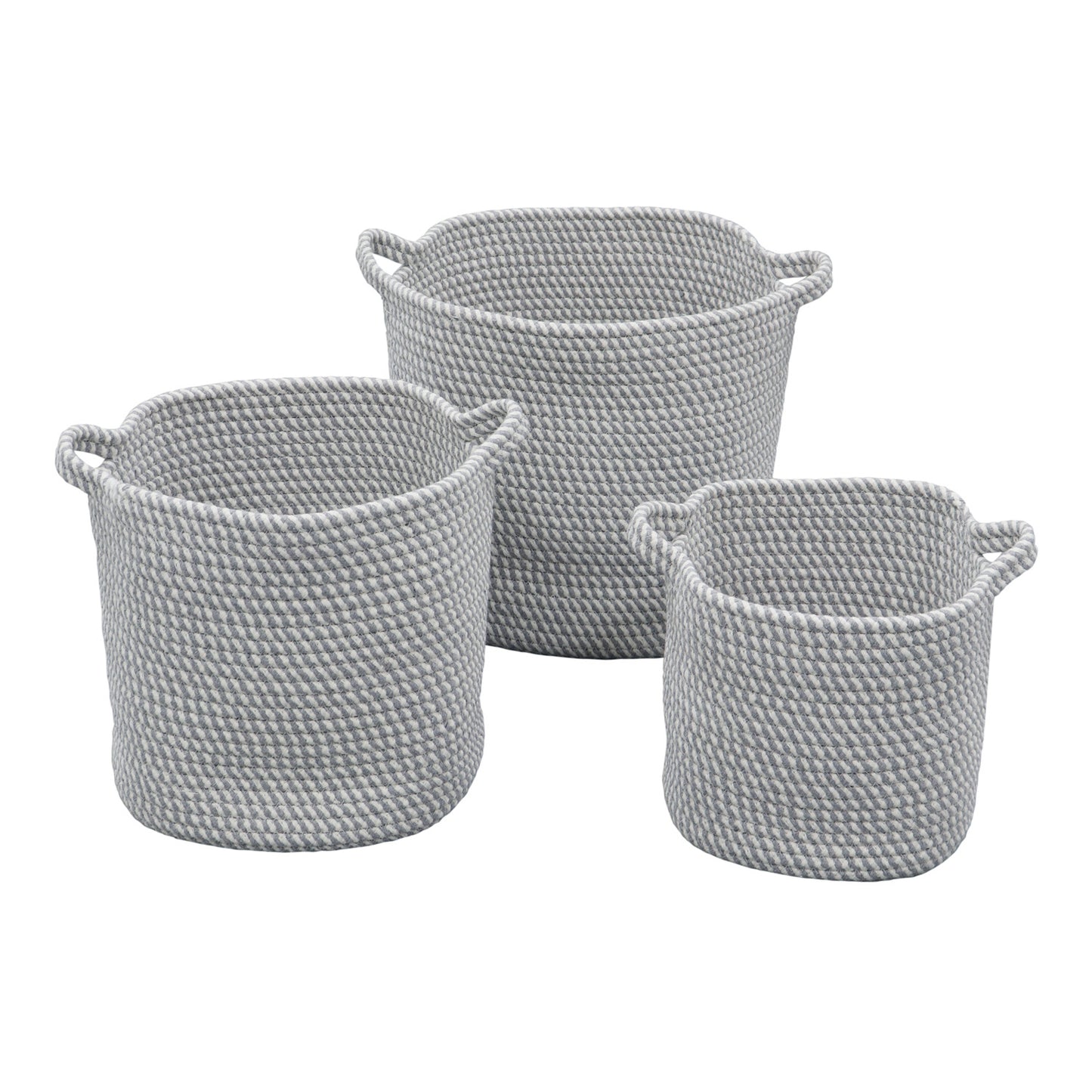 Edison Grey Set of 3 Round Cotton Rope Storage Baskets