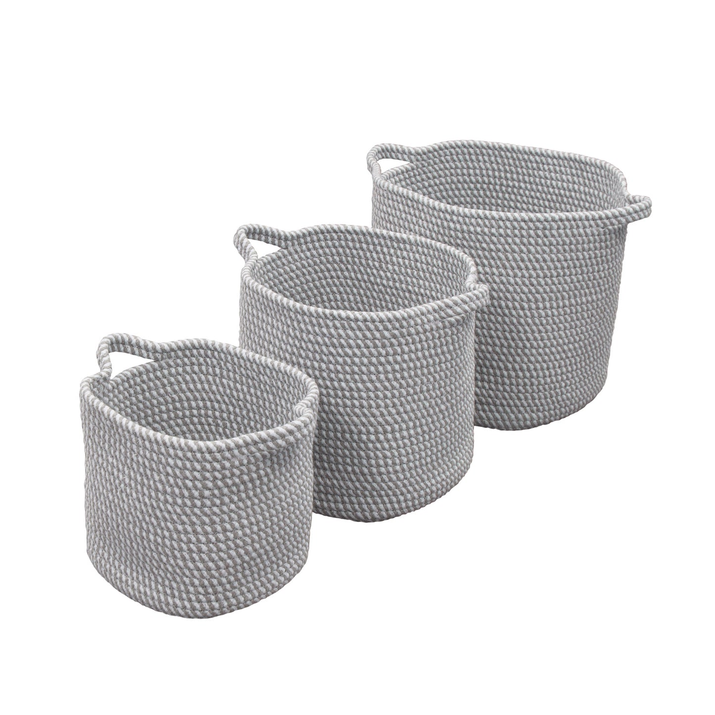 Edison Grey Set of 3 Round Cotton Rope Storage Baskets