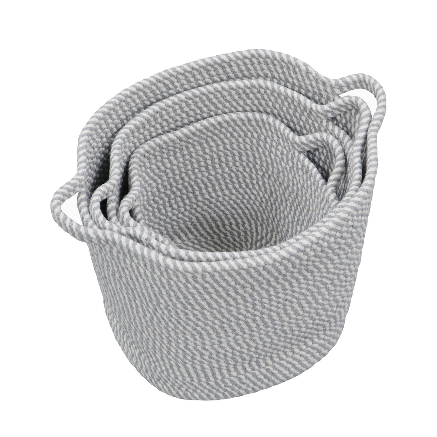 Edison Grey Set of 3 Round Cotton Rope Storage Baskets
