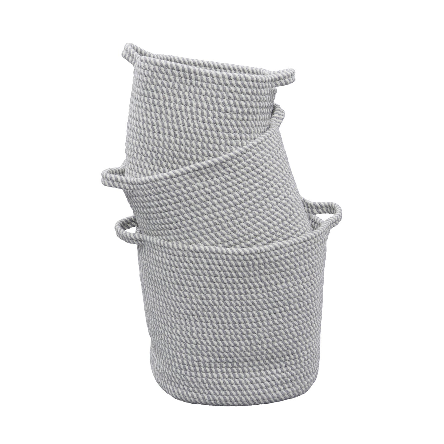 Edison Grey Set of 3 Round Cotton Rope Storage Baskets