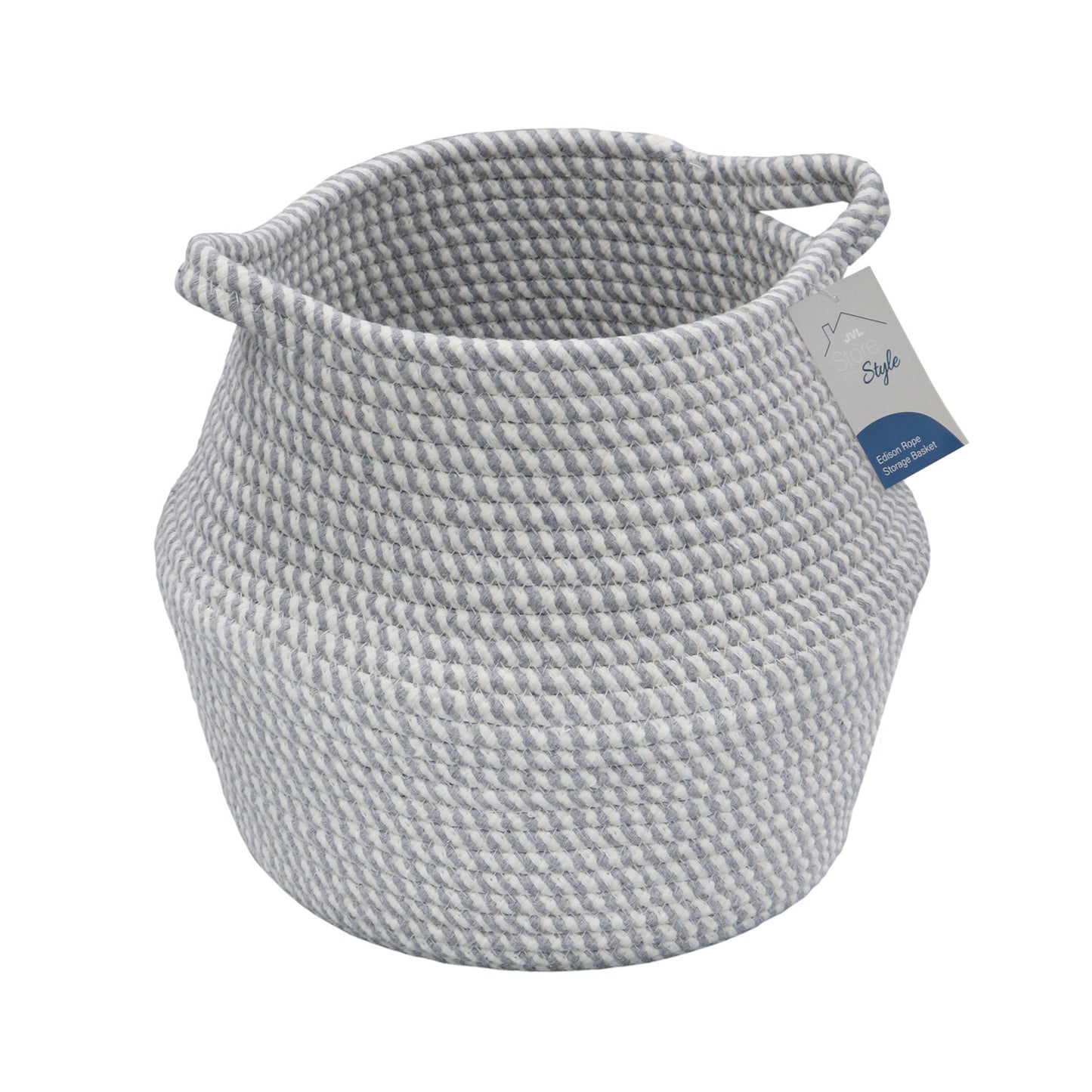 Edison Grey Round Belly Cotton Rope Storage Basket - Medium