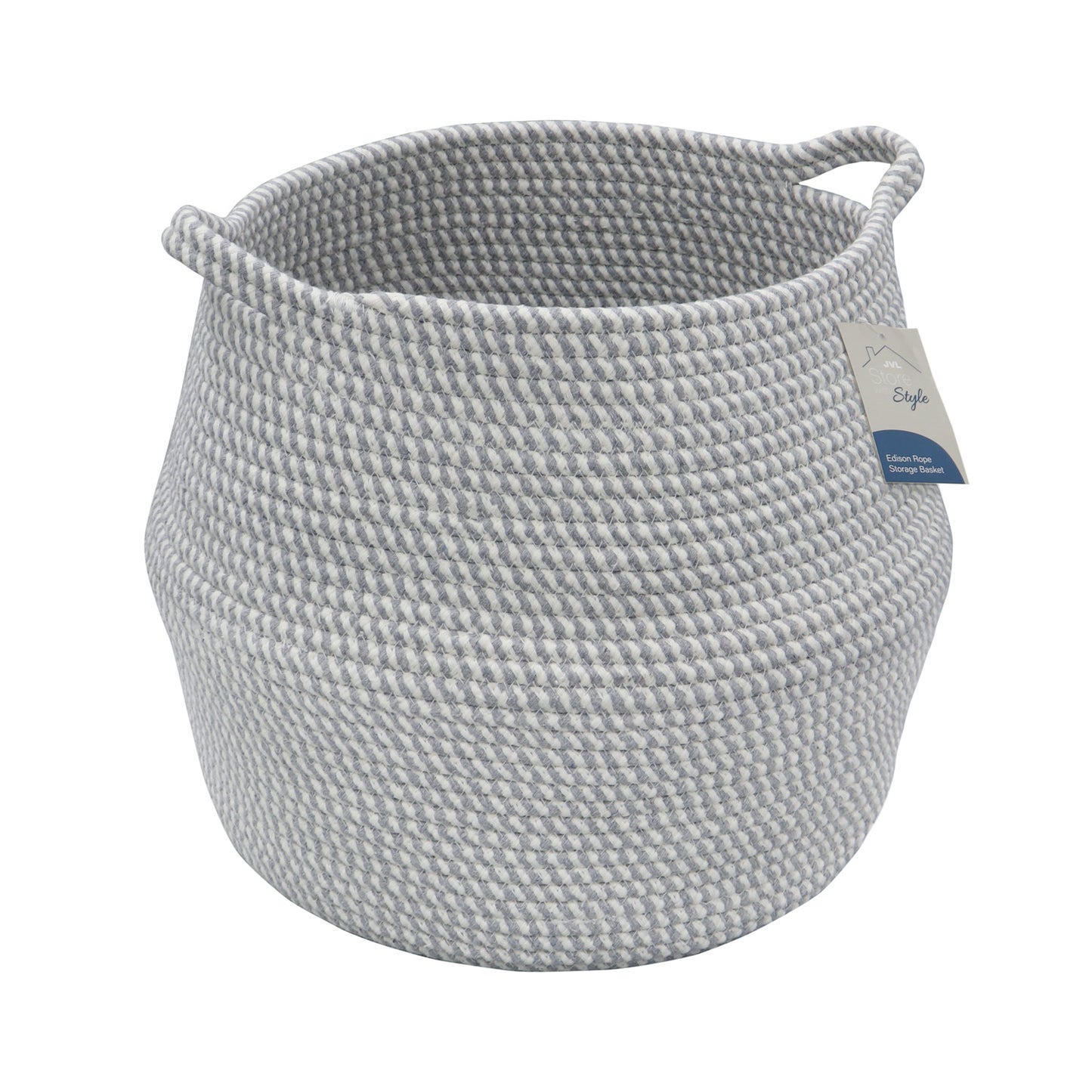 Edison Grey Round Belly Cotton Rope Storage Basket - Large