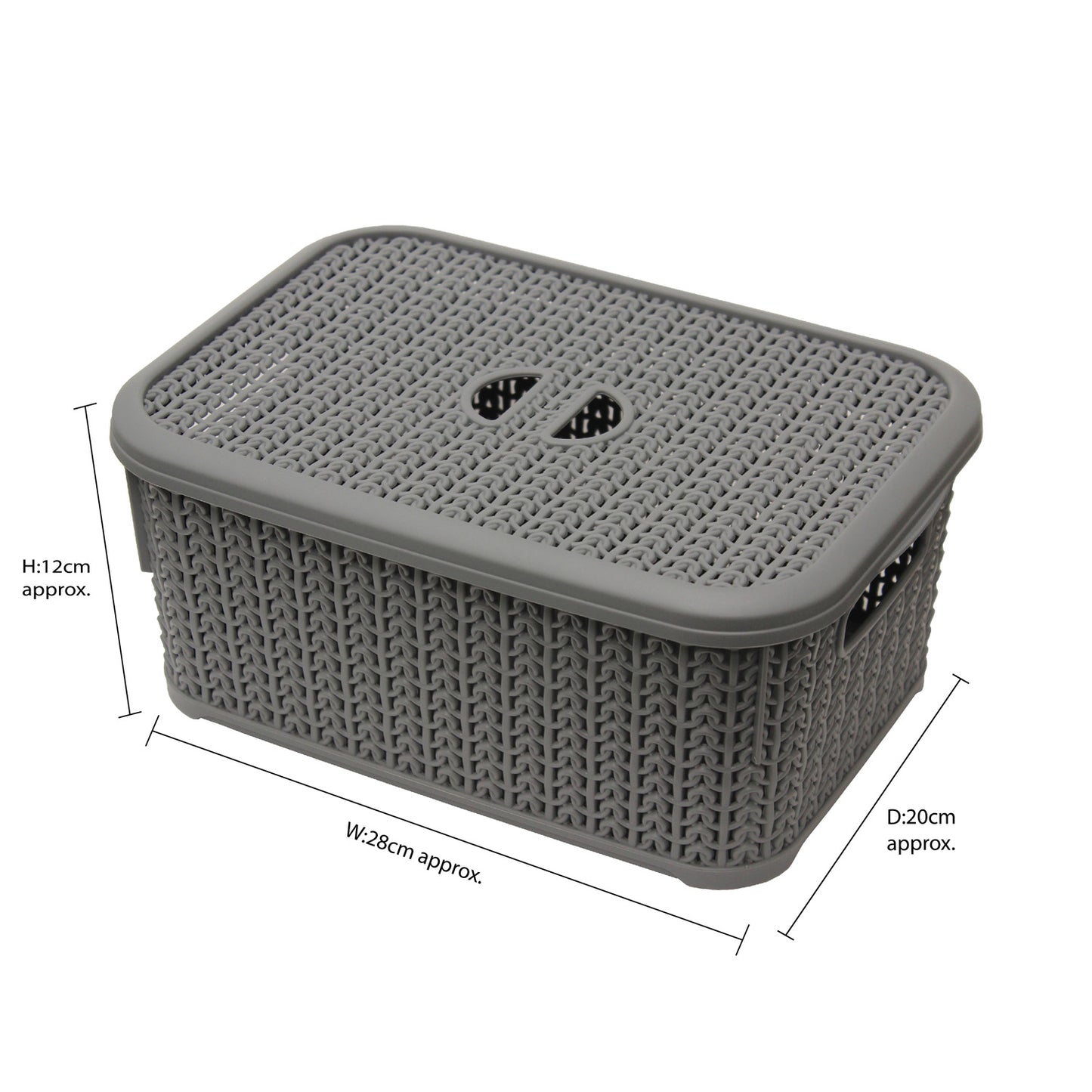 Loop Grey 6L Rectangular Storage Basket With Lid