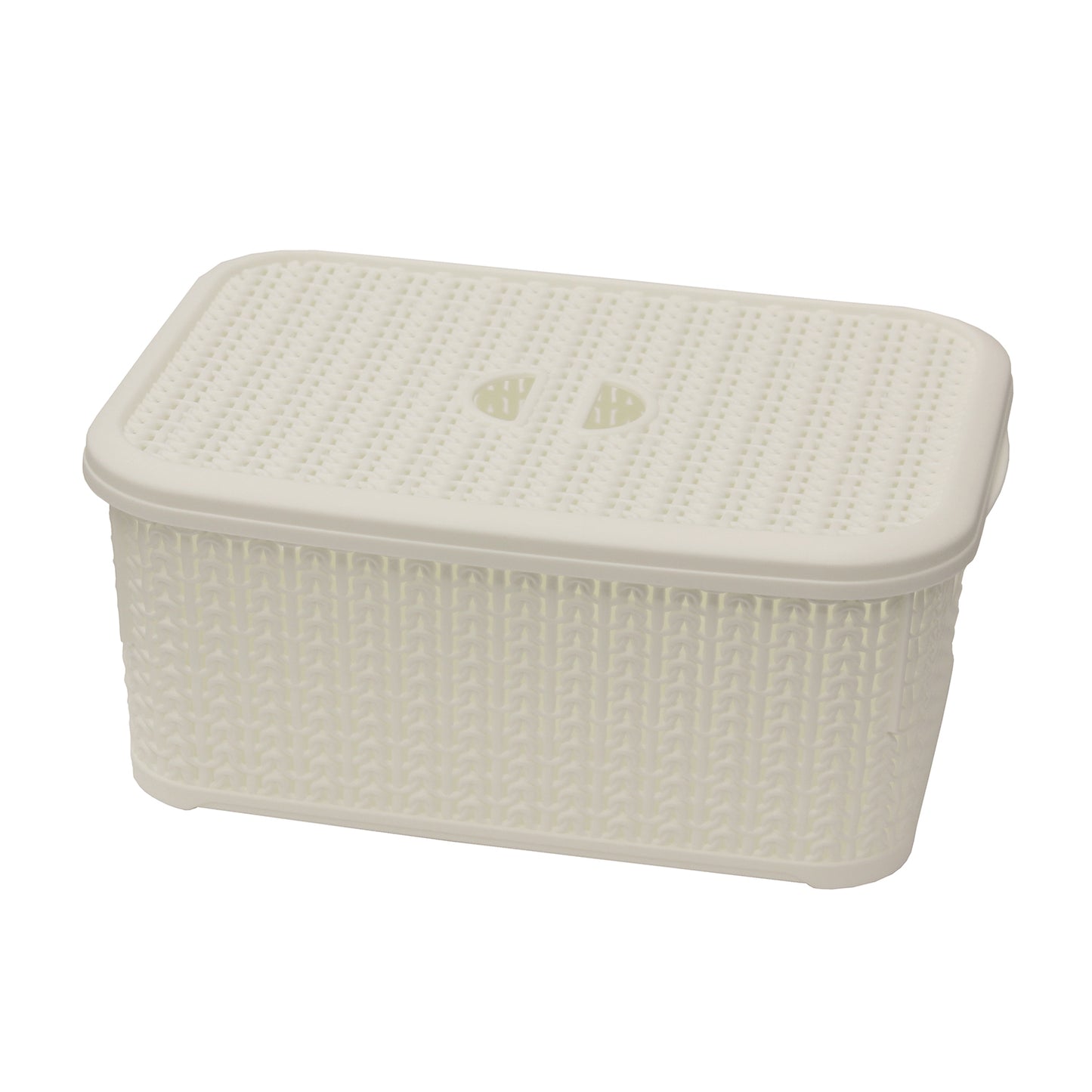 Loop Ivory 6L Rectangular Storage Basket With Lid