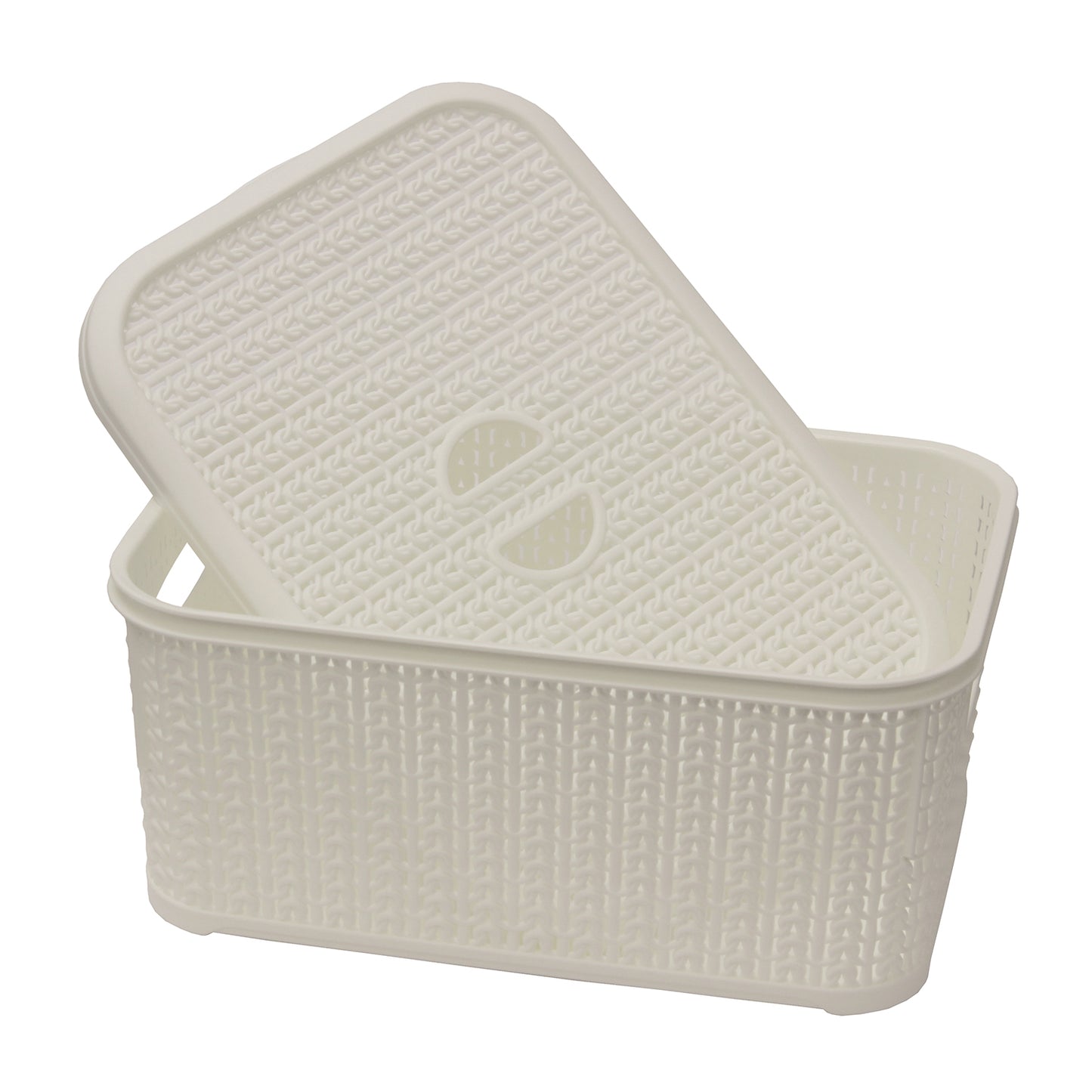 Loop Ivory 6L Rectangular Storage Basket With Lid