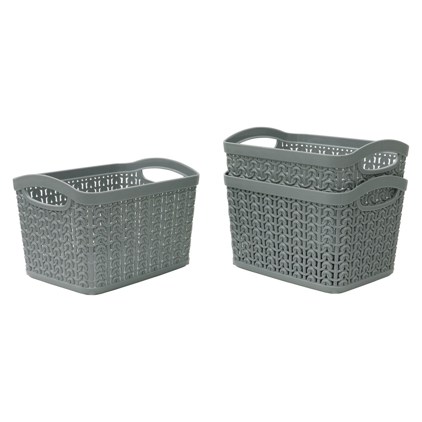 Loop Grey Set of 3 1.5L Rectangular Storage Baskets