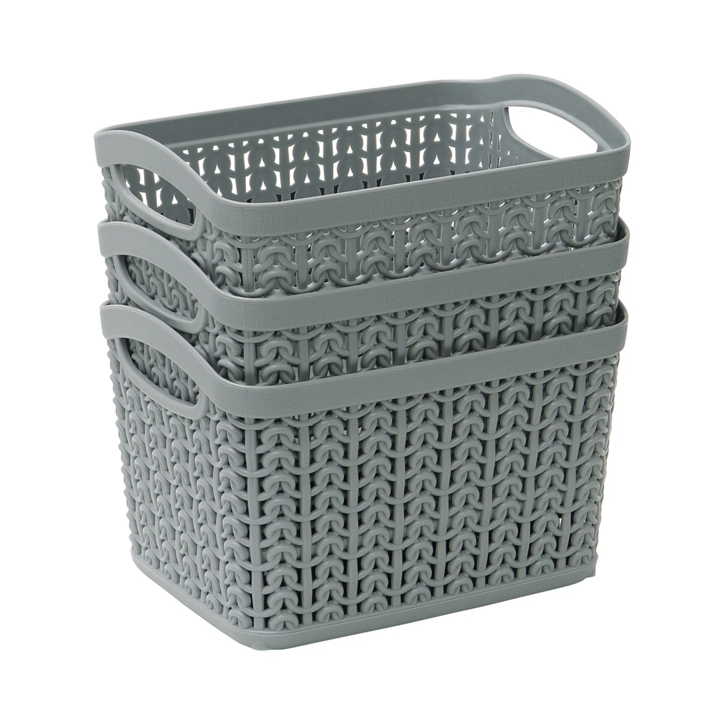 Loop Grey Set of 3 1.5L Rectangular Storage Baskets