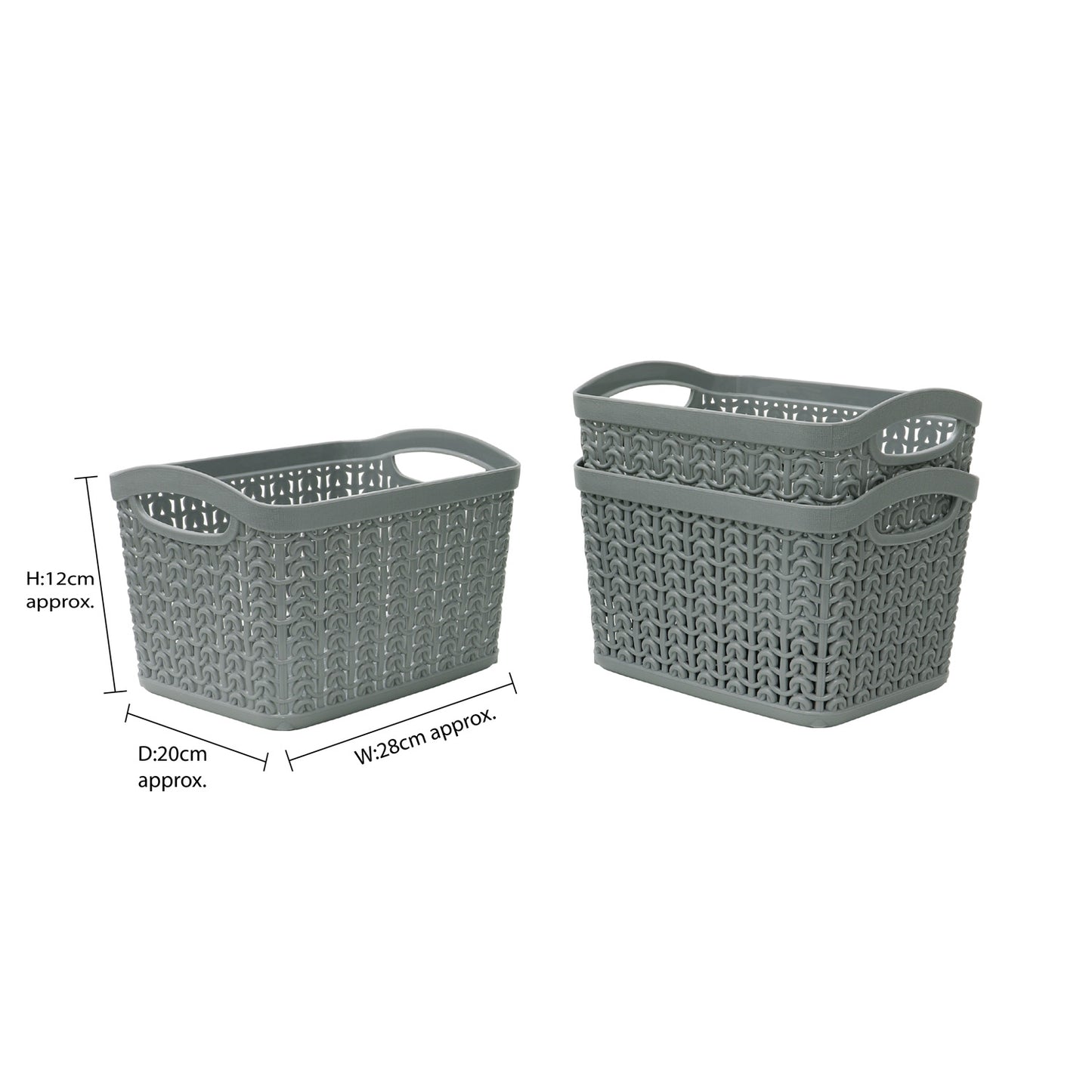 Loop Grey Set of 3 1.5L Rectangular Storage Baskets