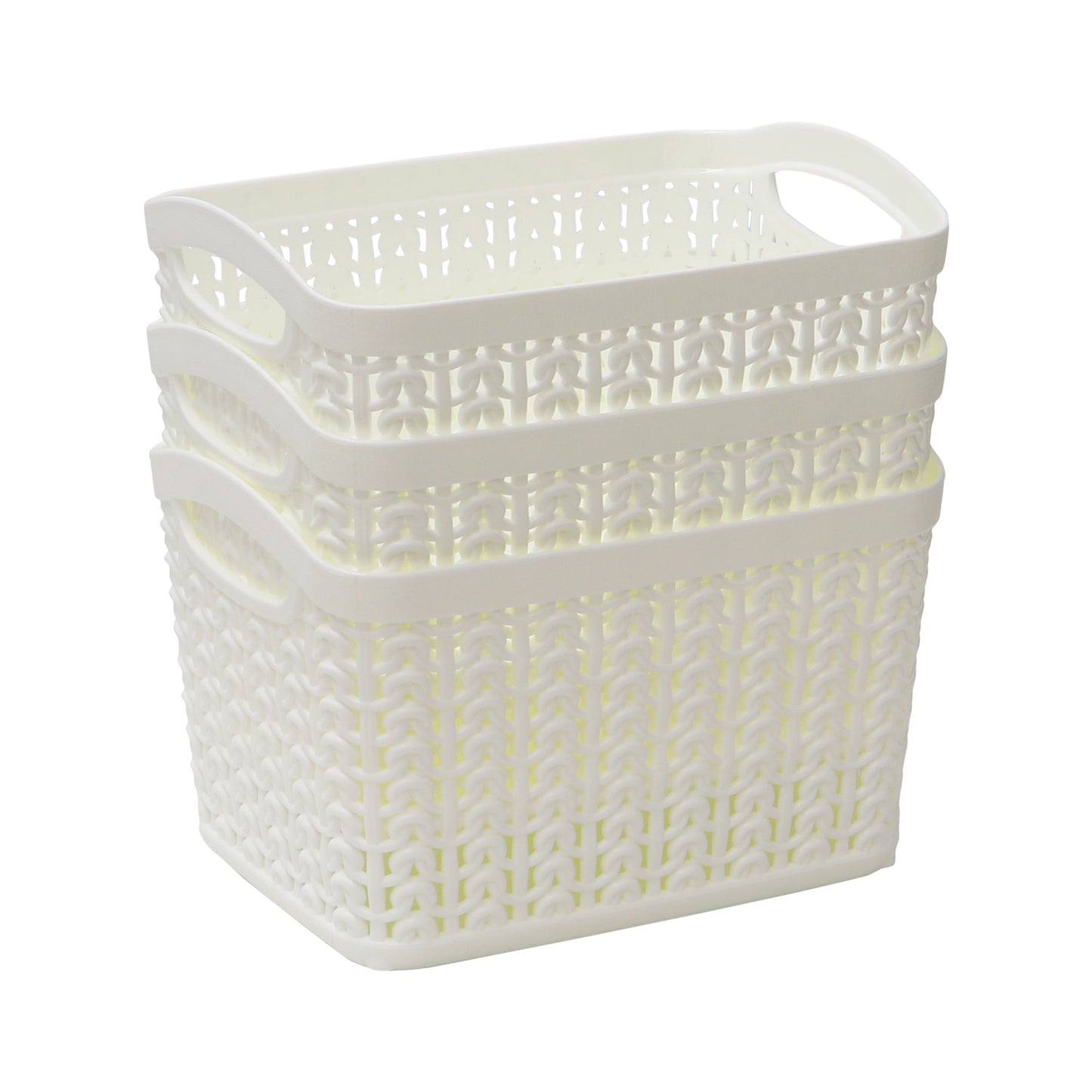 Loop Ivory Set of 3 1.5L Rectangular Storage Baskets