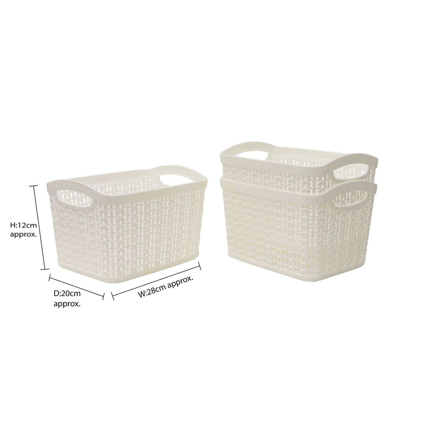 Loop Ivory Set of 3 1.5L Rectangular Storage Baskets