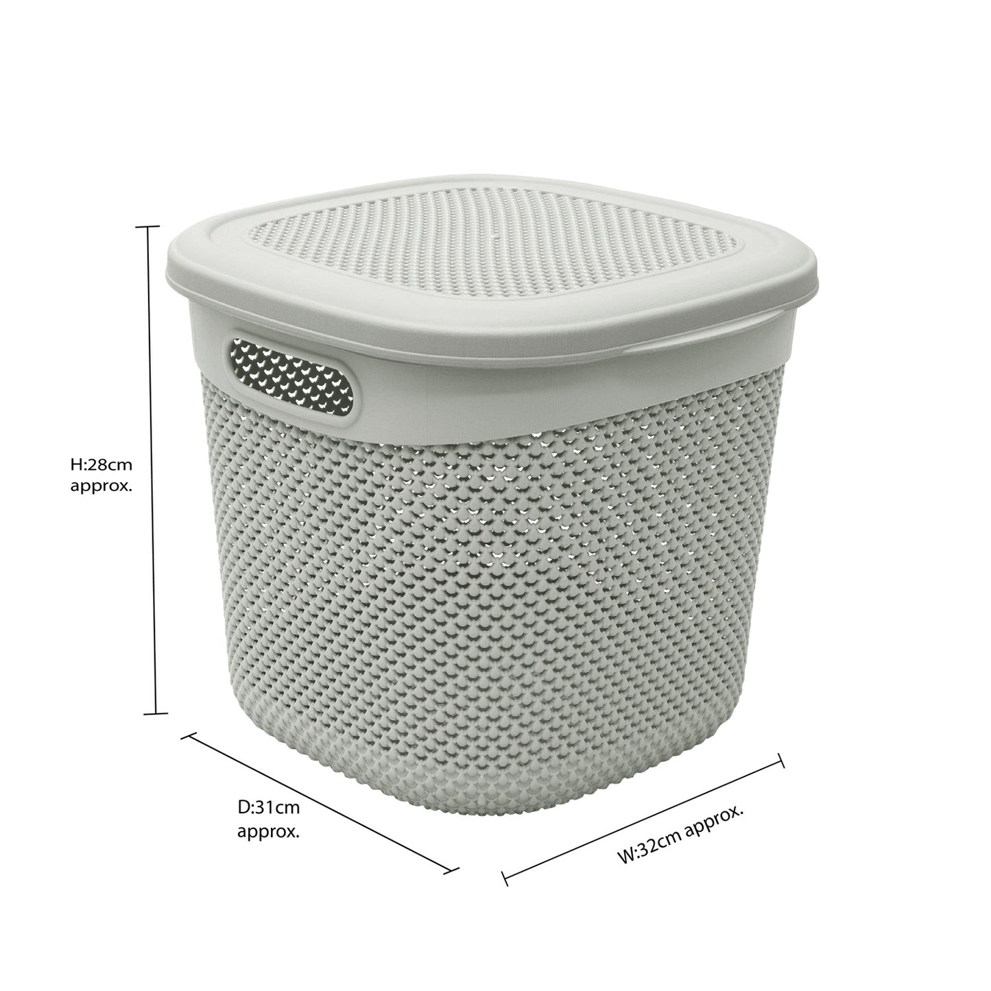 Droplette Ice Grey 15L Storage Basket with Lid