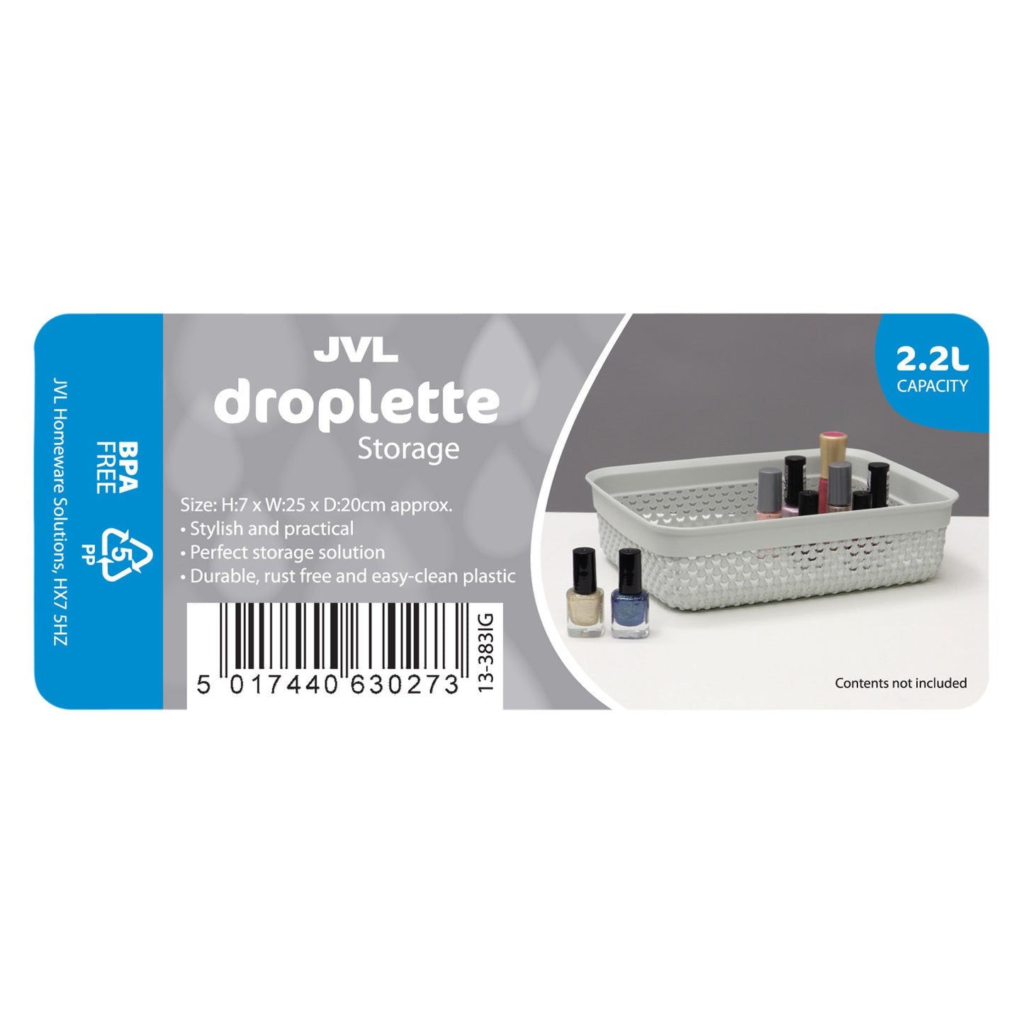 Droplette Ice Grey 2.2L Storage Basket