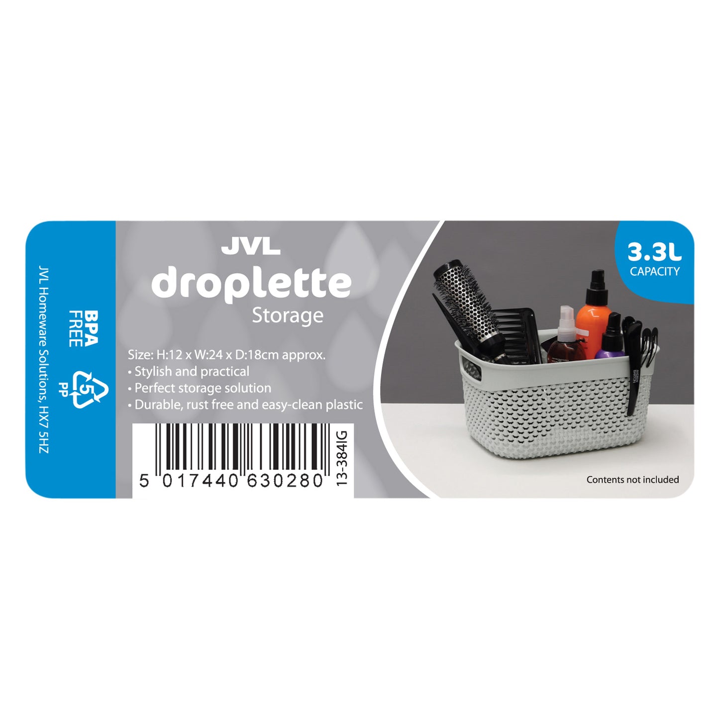 Droplette Ice Grey 3.3L Storage Basket