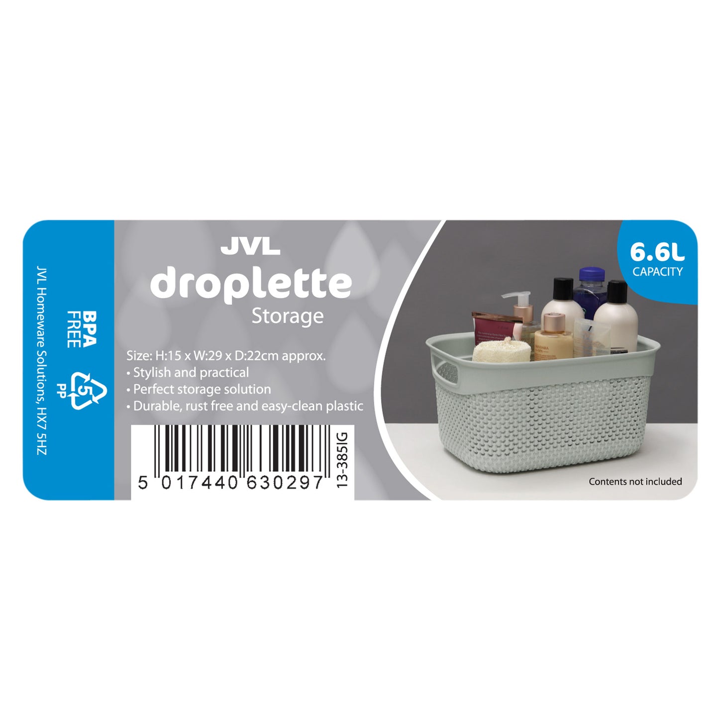 Droplette Ice Grey 6.6L Storage Basket