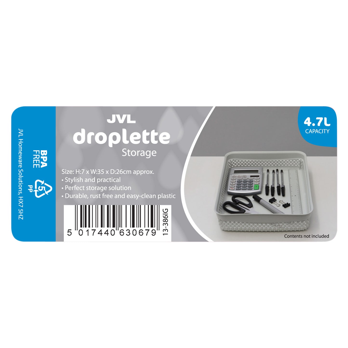 Droplette Ice Grey 4.7L Storage  Basket