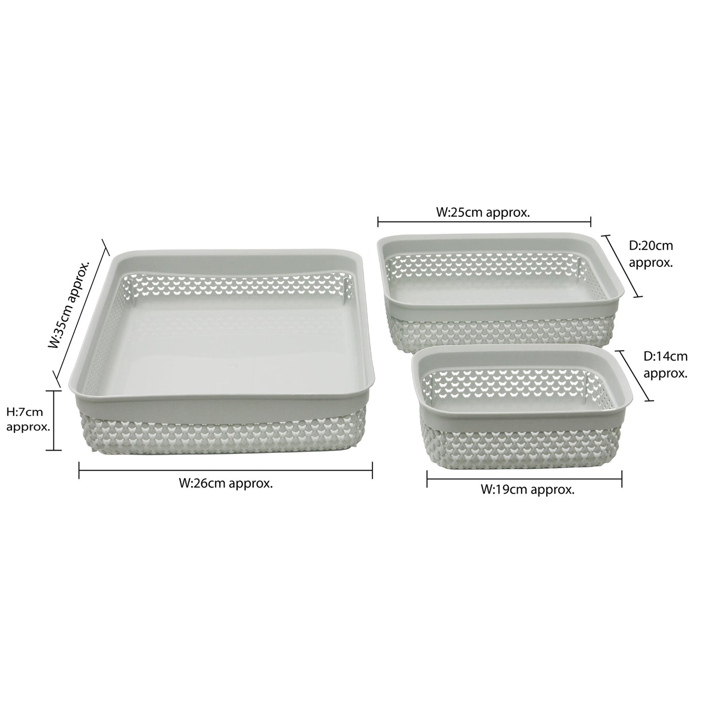 Droplette Ice Grey Set of Three Storage Baskets