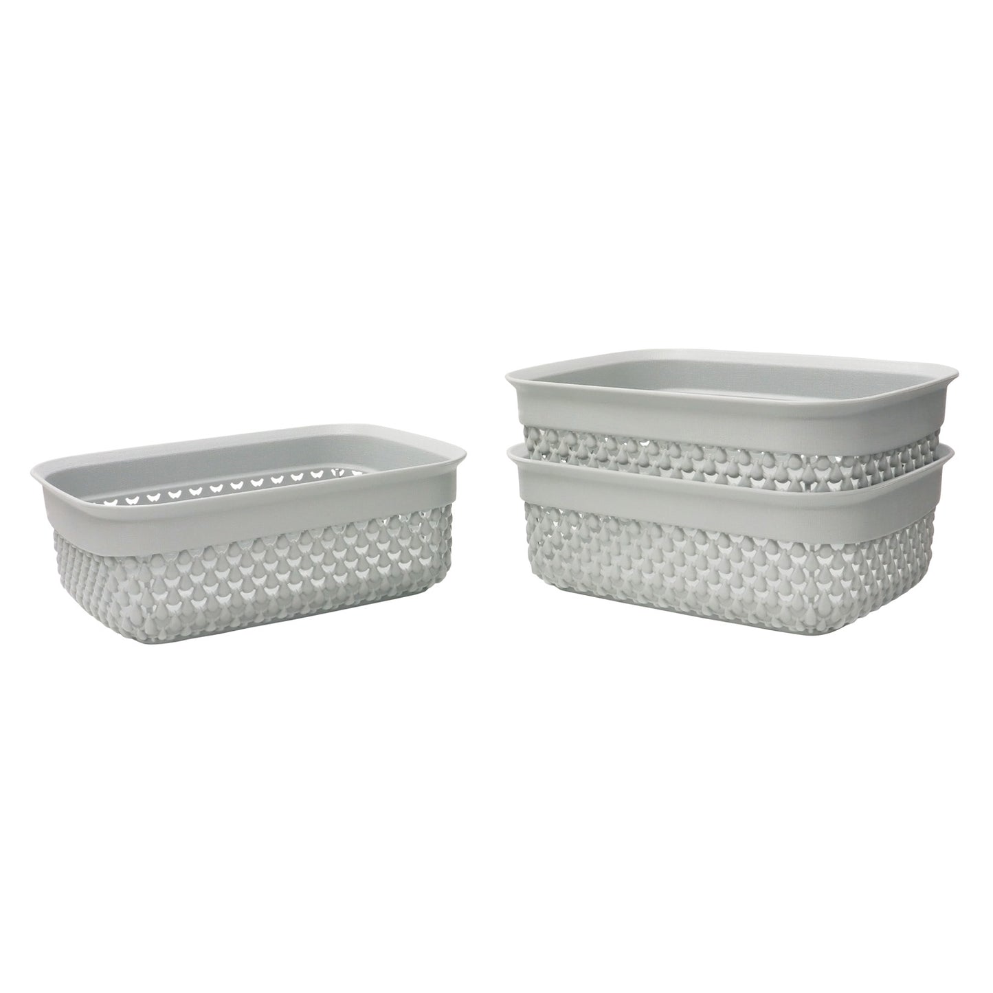 Droplette Ice Grey Set of Three 1.1L Storage Baskets