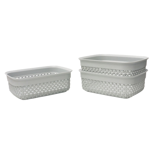 Droplette Ice Grey Set of Three 1.1L Storage Baskets