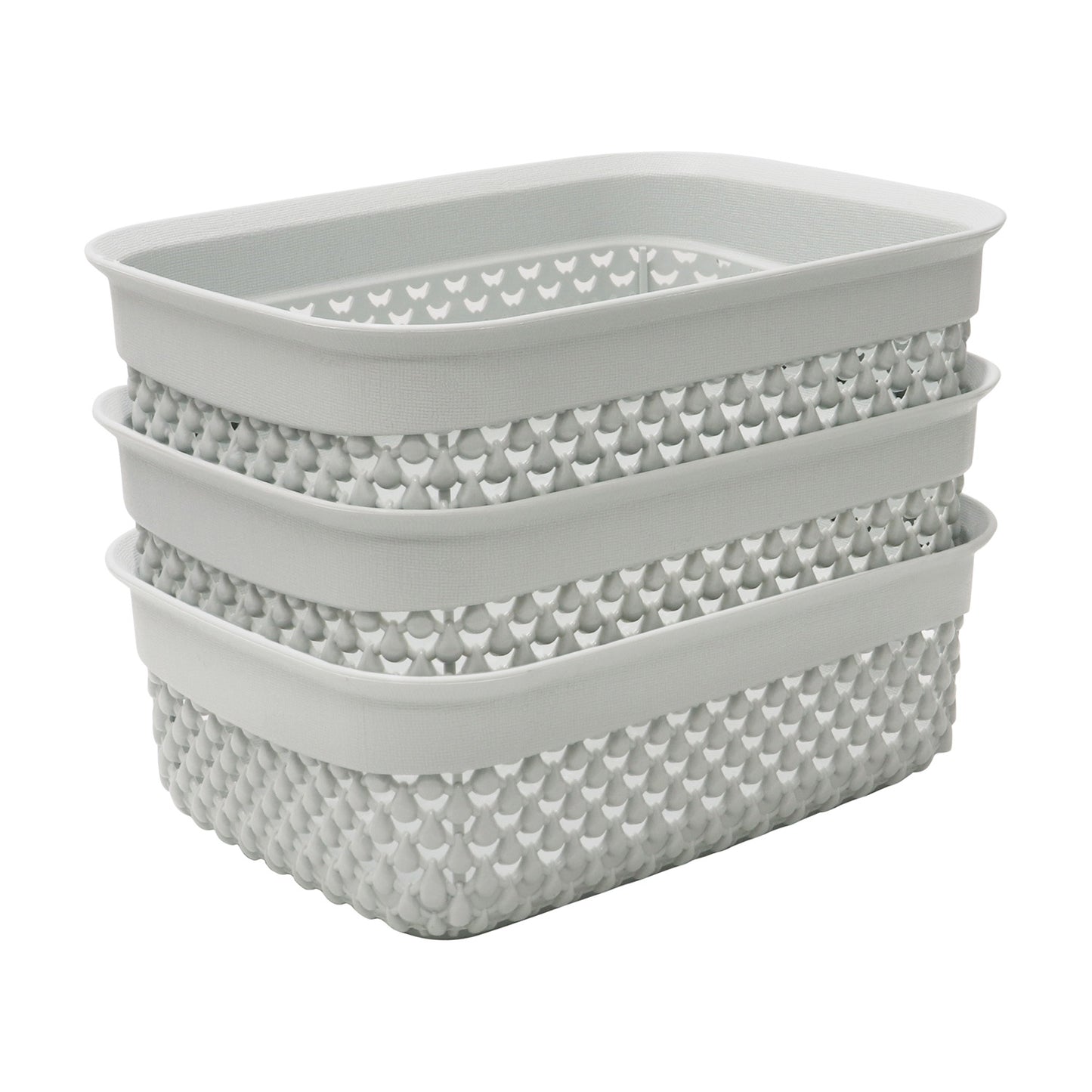 Droplette Ice Grey Set of Three 1.1L Storage Baskets