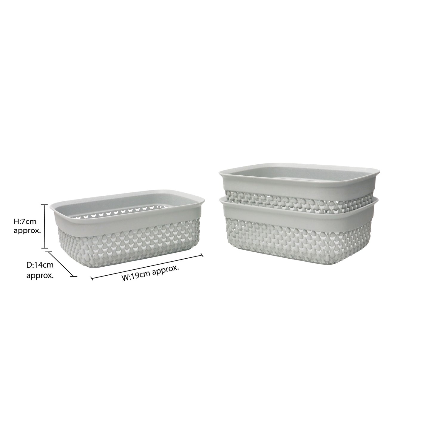 Droplette Ice Grey Set of Three 1.1L Storage Baskets