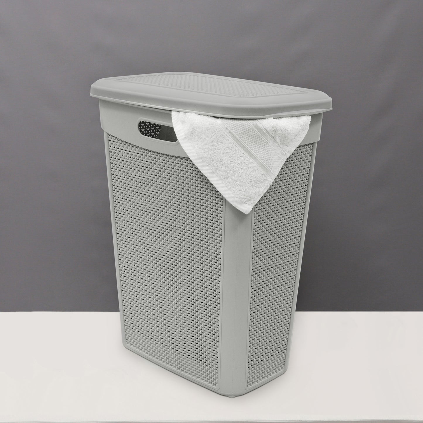 Droplette Ice Grey 43L Slim Laundry Basket