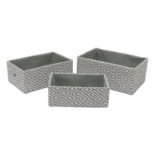 Argyle Set of 3 Rectangular Paper Storage Baskets
