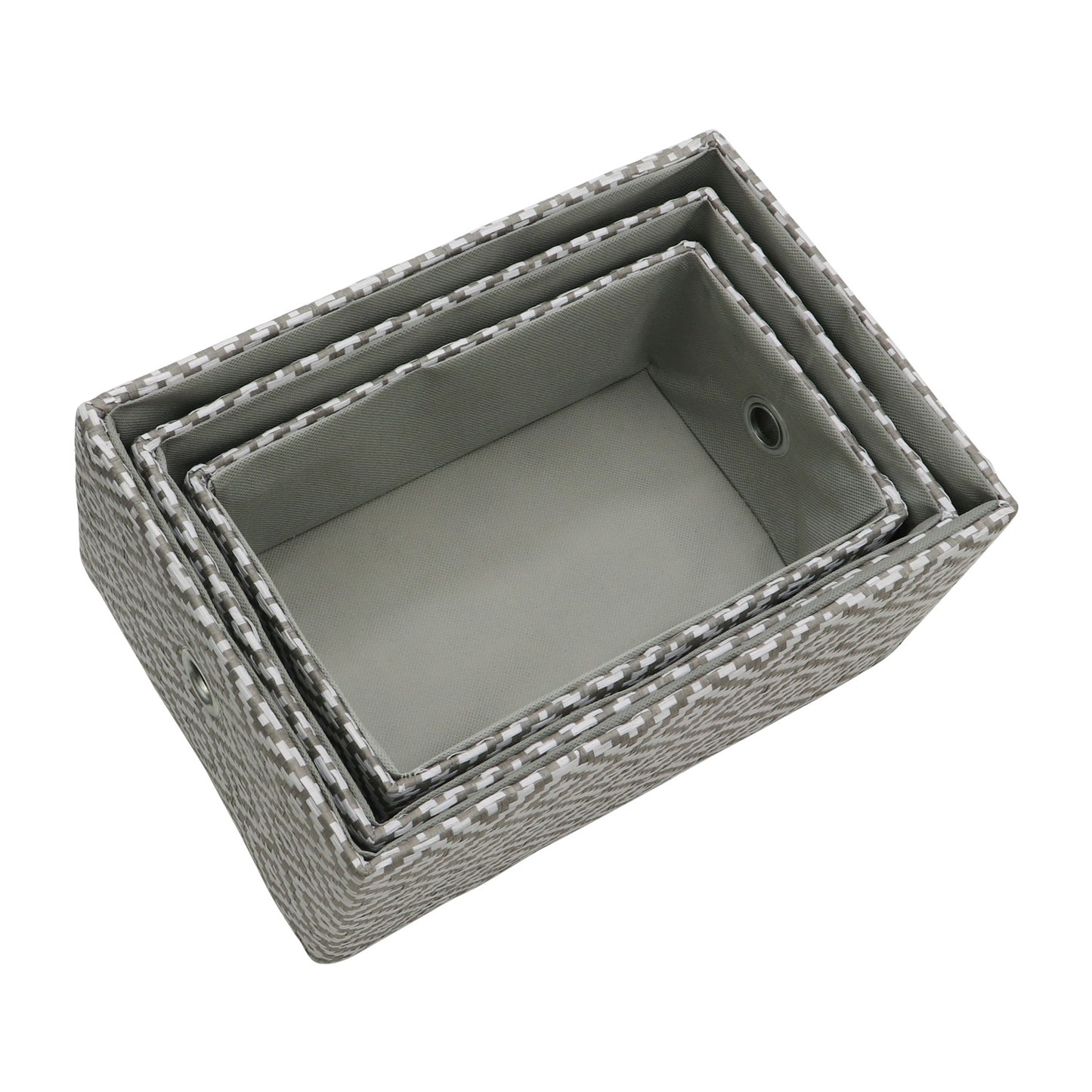 Argyle Set of 3 Rectangular Paper Storage Baskets