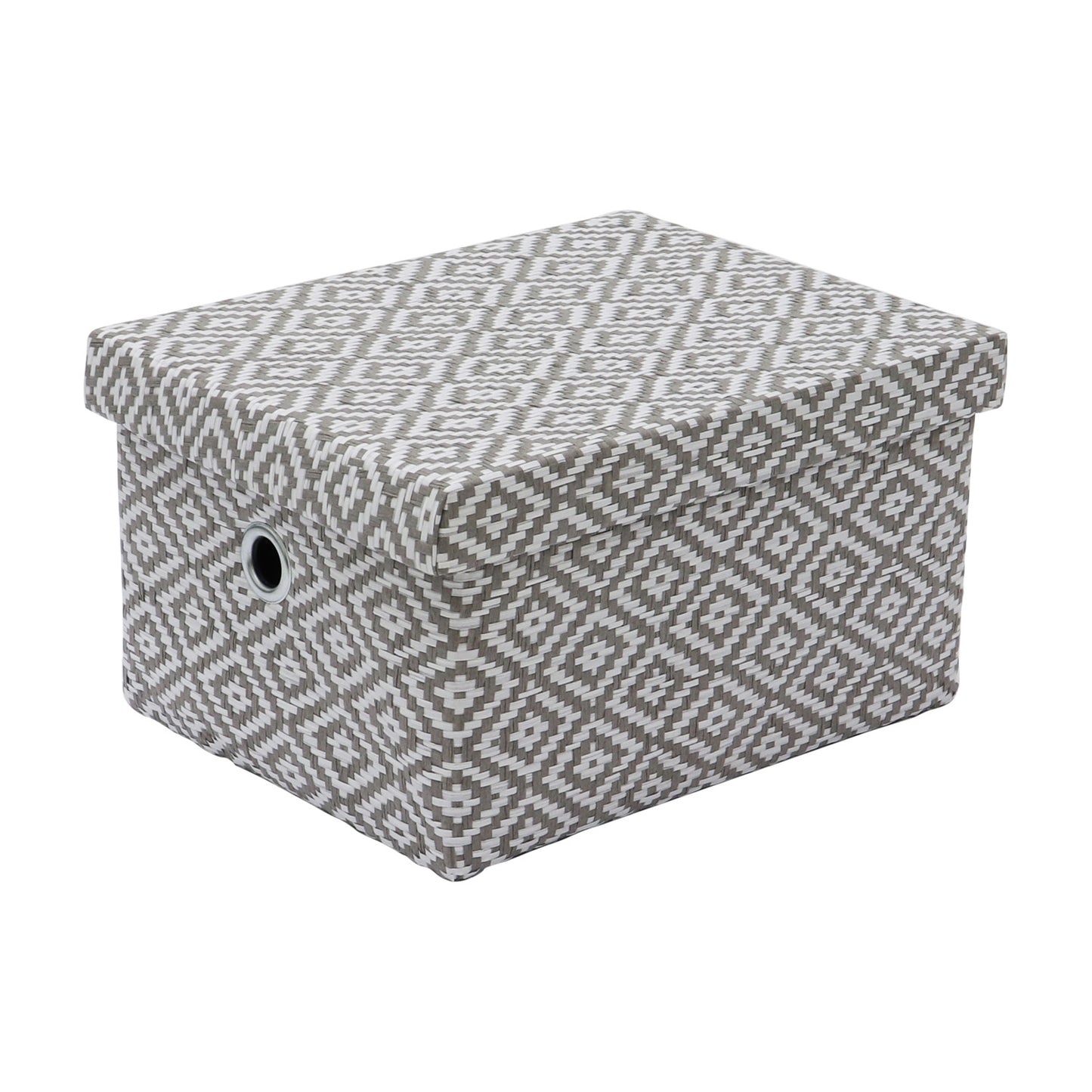 Argyle Set of 3 Rectangular Fabric Storage Boxes with Lids