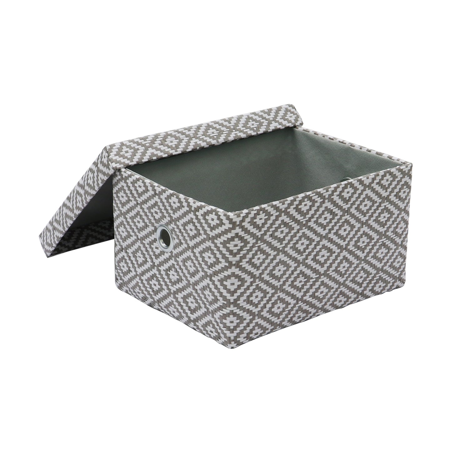 Argyle Set of 3 Rectangular Fabric Storage Boxes with Lids