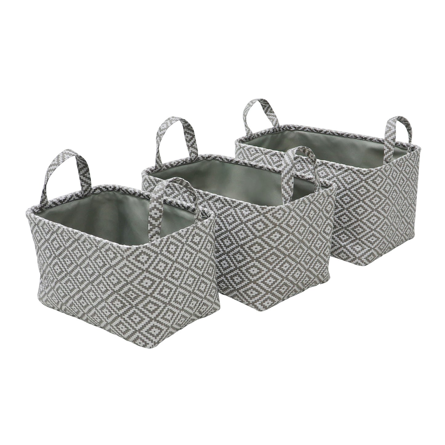 Argyle Set of 3 Rectangular Paper Storage Baskets With Handles