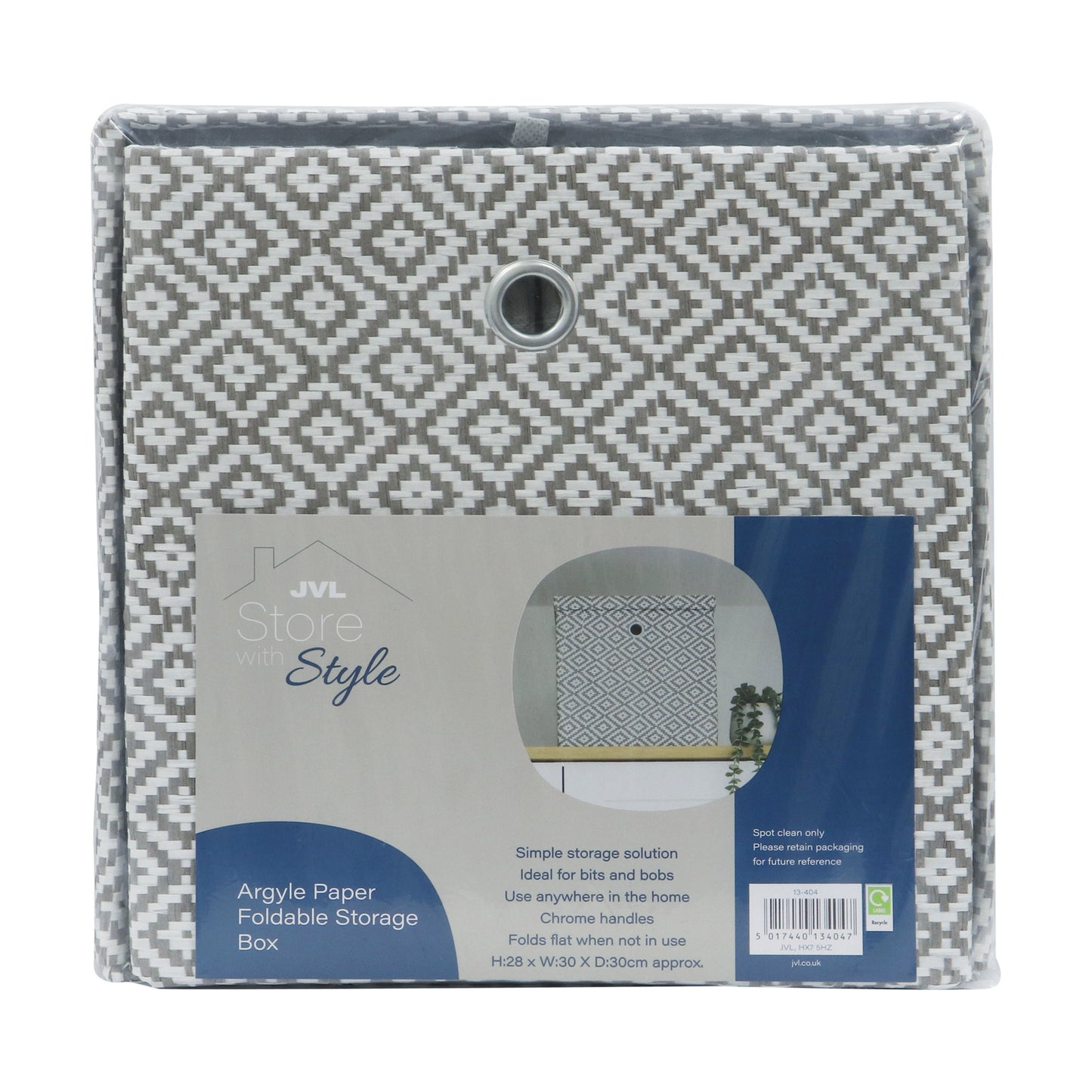 Argyle Foldable Paper Storage Box with Lid