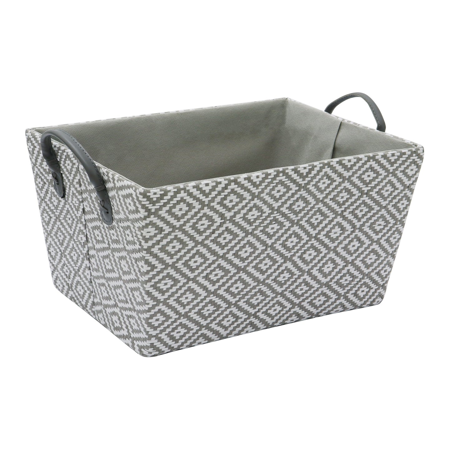 Argyle Rectangular Paper Storage Basket With PU Handles