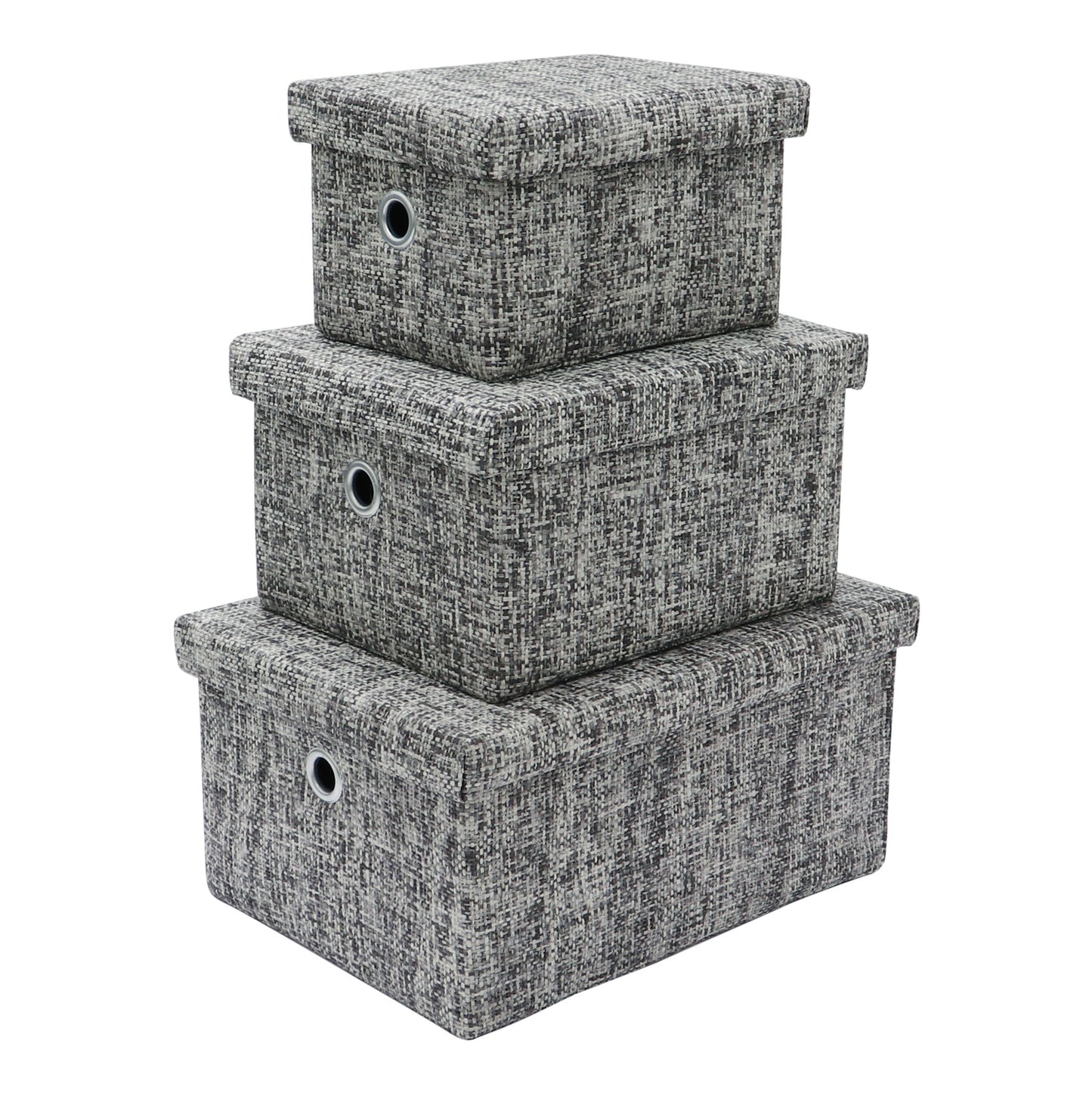 Urban Set of 3 Rectangular Paper Storage Baskets with Lids