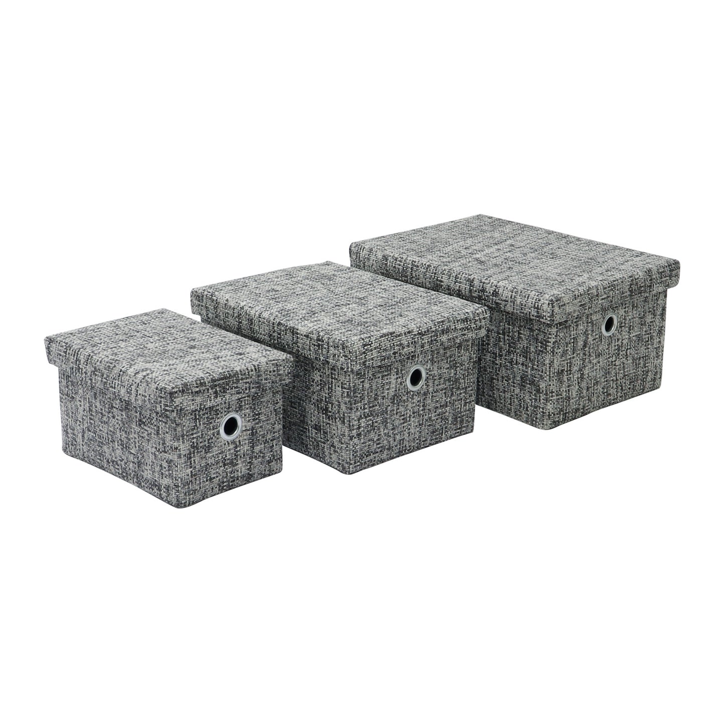 Urban Set of 3 Rectangular Paper Storage Baskets with Lids