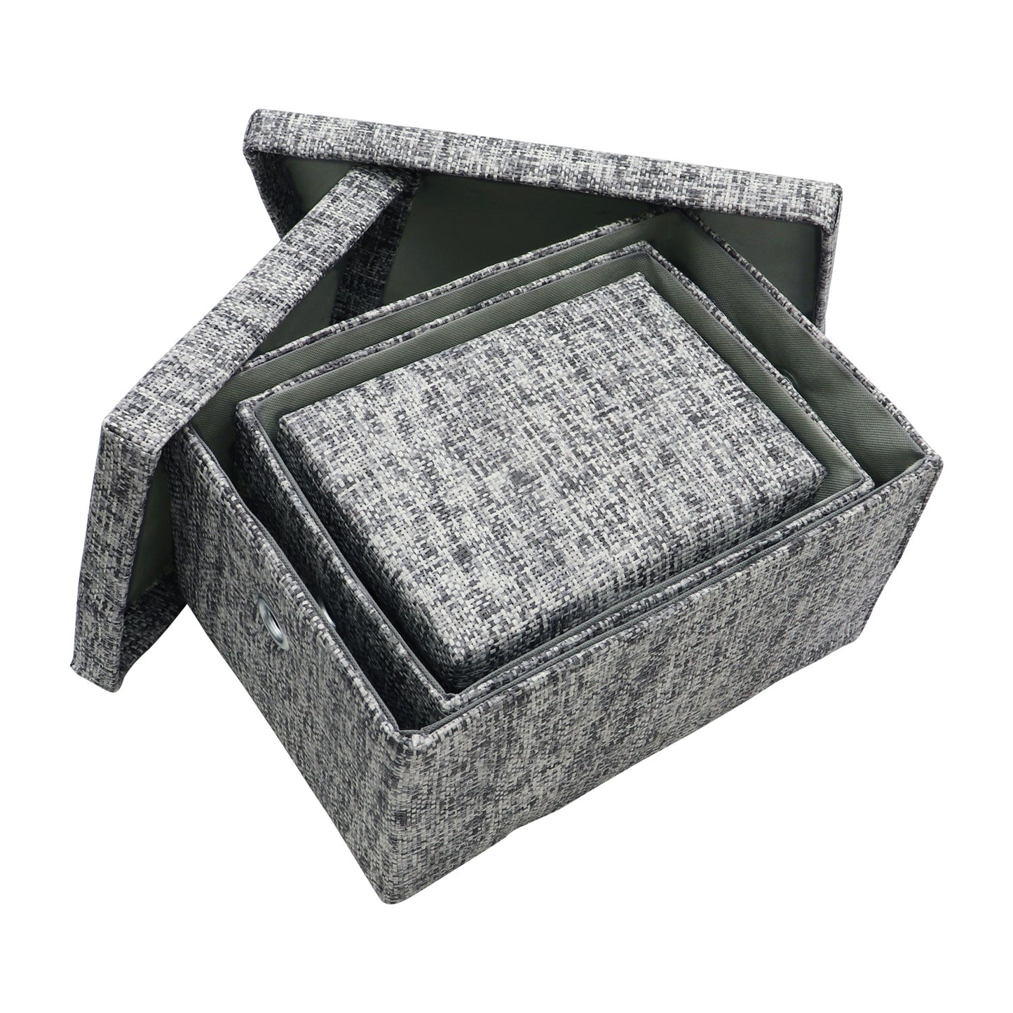 Urban Set of 3 Rectangular Paper Storage Baskets with Lids