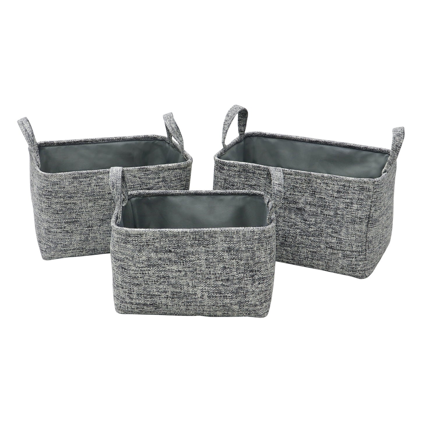 Urban Set Of 3 Rectangular Paper Storage Baskets with Handles