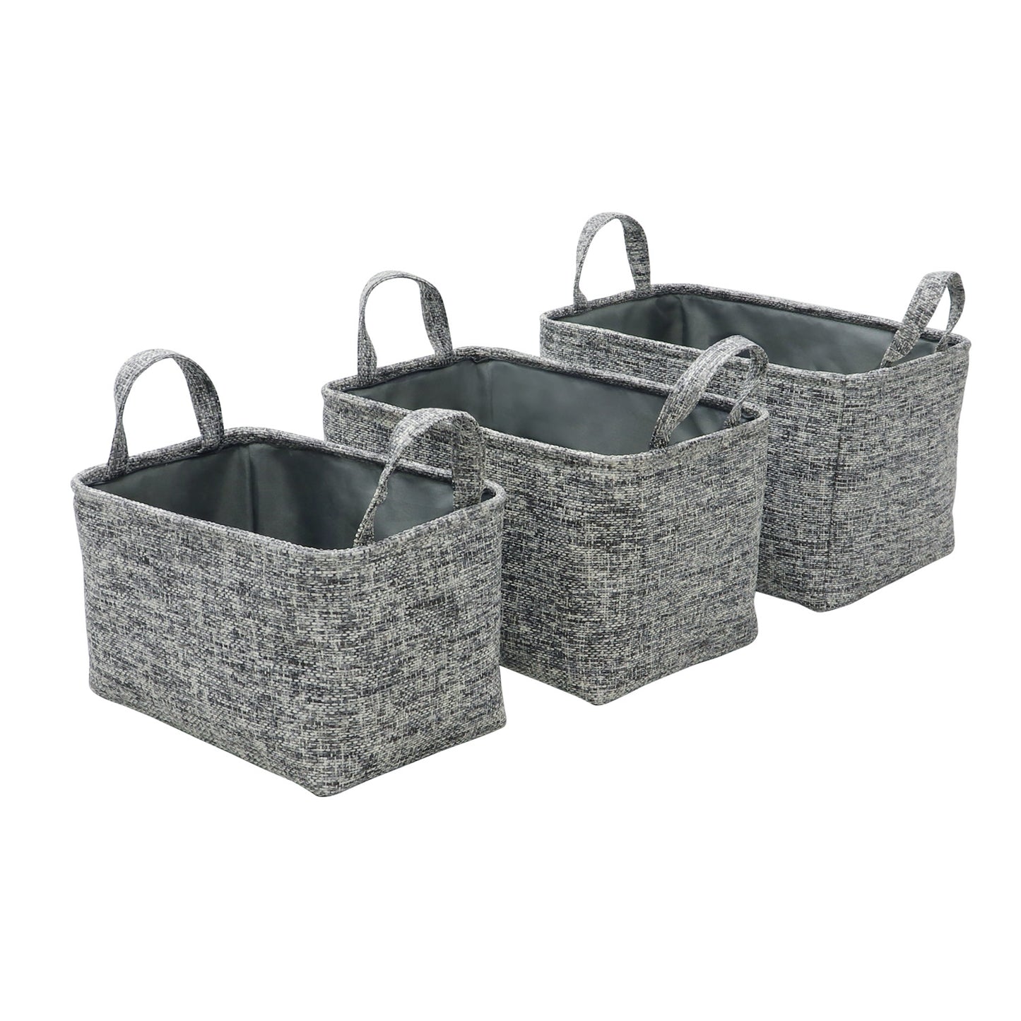 Urban Set Of 3 Rectangular Paper Storage Baskets with Handles